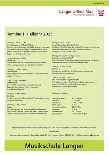 Plakat Musikschulprogramm 1. Halbjahr 2025 © Stadt Langen